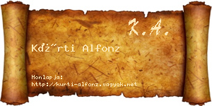 Kürti Alfonz névjegykártya